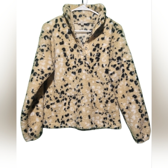 The LOFT XS Oversized PTP 21 Cozy Black and Cream Fleece Jacket - Picture 1 of 4